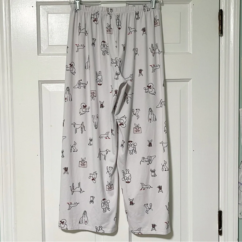 Kate Spade New York Dogs Shopping Novelty Pajama Lounge Pants White Dog Print